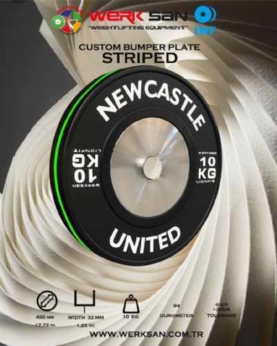 CUSTOM BUMPER PLATE 10 KG DISC STRIPED