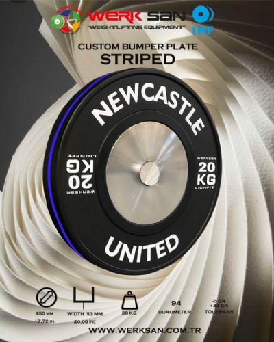 CUSTOM BUMPER PLATE 20 KG DISC STRIPED