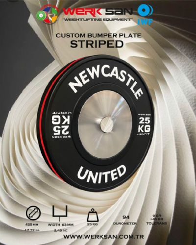 CUSTOM BUMPER PLATE 25 KG DISC STRIPED